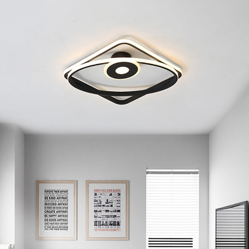 Modern LED Flush Light Fixture White/Black Geometric Frame Ceiling Flush Mount with Acrylic Shade in Warm/White Light Clearhalo 'Ceiling Lights' 'Close To Ceiling Lights' 'Close to ceiling' 'Flush mount' Lighting' 738433