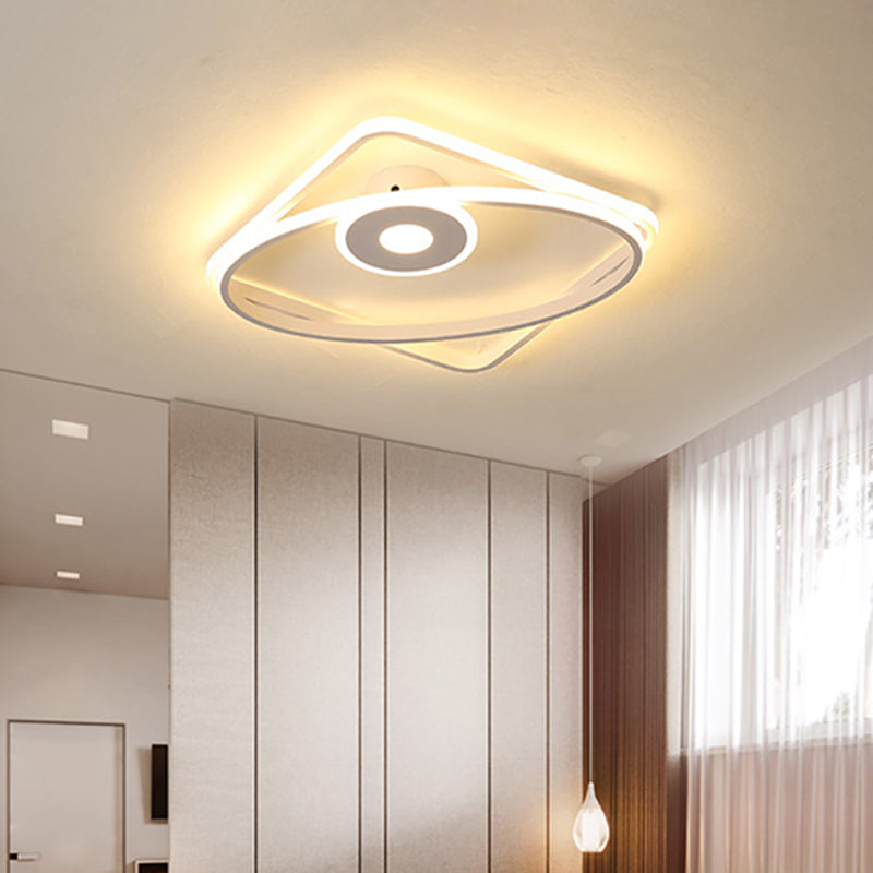 Modern LED Flush Light Fixture White/Black Geometric Frame Ceiling Flush Mount with Acrylic Shade in Warm/White Light Clearhalo 'Ceiling Lights' 'Close To Ceiling Lights' 'Close to ceiling' 'Flush mount' Lighting' 738437