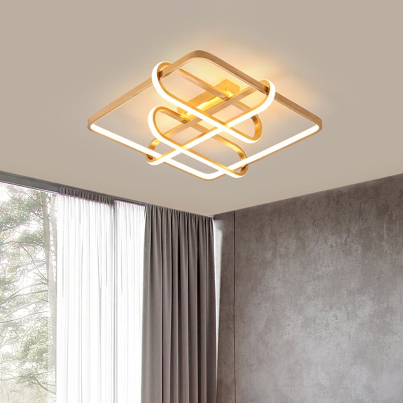 Square Frame Flush Mount Lighting Contemporary Acrylic Gold LED Ceiling Mounted Fixture with Oblong Design, 16.5"/20.5" Wide Clearhalo 'Ceiling Lights' 'Close To Ceiling Lights' 'Close to ceiling' 'Flush mount' Lighting' 738445