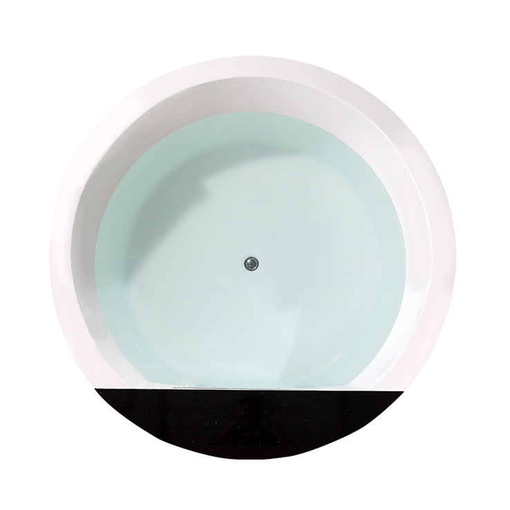 Modern Round Bath Acrylic Soaking White Back to Wall Drop-in Bathtub Black-White Tub Clearhalo 'Bathroom Remodel & Bathroom Fixtures' 'Bathtubs' 'Home Improvement' 'home_improvement' 'home_improvement_bathtubs' 'Showers & Bathtubs' 7384454