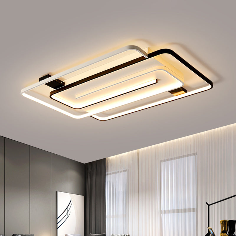 Contemporary LED Ceiling Mounted Light Black and White Interlaced Rectangle Flush Mount Lamp with Acrylic Shade Black-White Clearhalo 'Ceiling Lights' 'Close To Ceiling Lights' 'Close to ceiling' 'Flush mount' Lighting' 738454