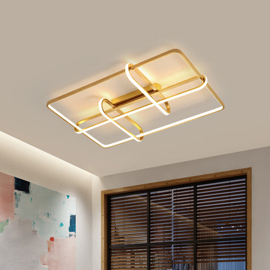 Acrylic Rectangular Frame Flush Mount Minimalist Gold LED Ceiling Lighting with Oblong Design for Living Room Gold Clearhalo 'Ceiling Lights' 'Close To Ceiling Lights' 'Close to ceiling' 'Flush mount' Lighting' 738458