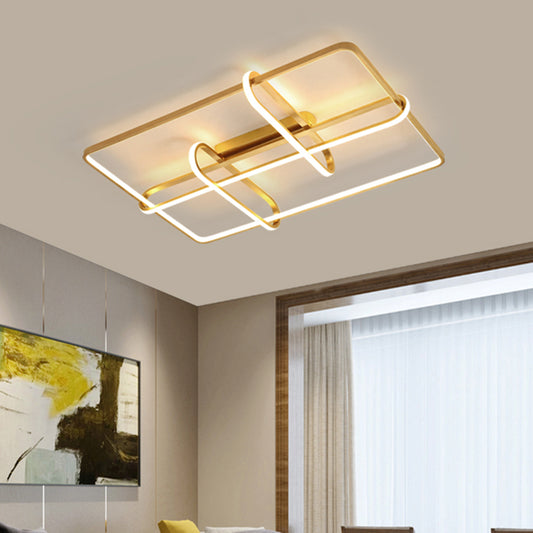 Acrylic Rectangular Frame Flush Mount Minimalist Gold LED Ceiling Lighting with Oblong Design for Living Room Clearhalo 'Ceiling Lights' 'Close To Ceiling Lights' 'Close to ceiling' 'Flush mount' Lighting' 738459