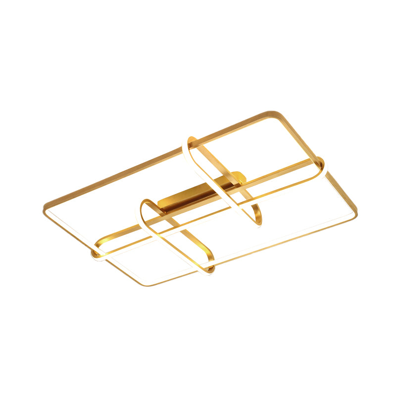 Acrylic Rectangular Frame Flush Mount Minimalist Gold LED Ceiling Lighting with Oblong Design for Living Room Clearhalo 'Ceiling Lights' 'Close To Ceiling Lights' 'Close to ceiling' 'Flush mount' Lighting' 738460