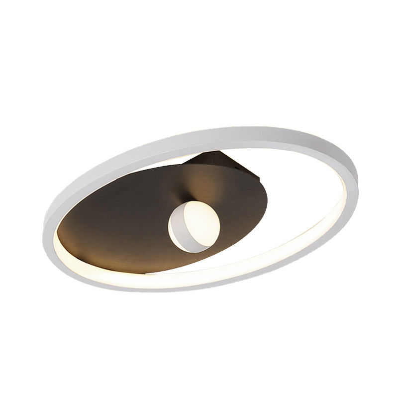 Modern Oval Frame Flush Mount Ceiling Lamp Acrylic Bedroom LED Flush Pendant Light with Ball Design in Black and White Clearhalo 'Ceiling Lights' 'Close To Ceiling Lights' 'Close to ceiling' 'Flush mount' Lighting' 738491