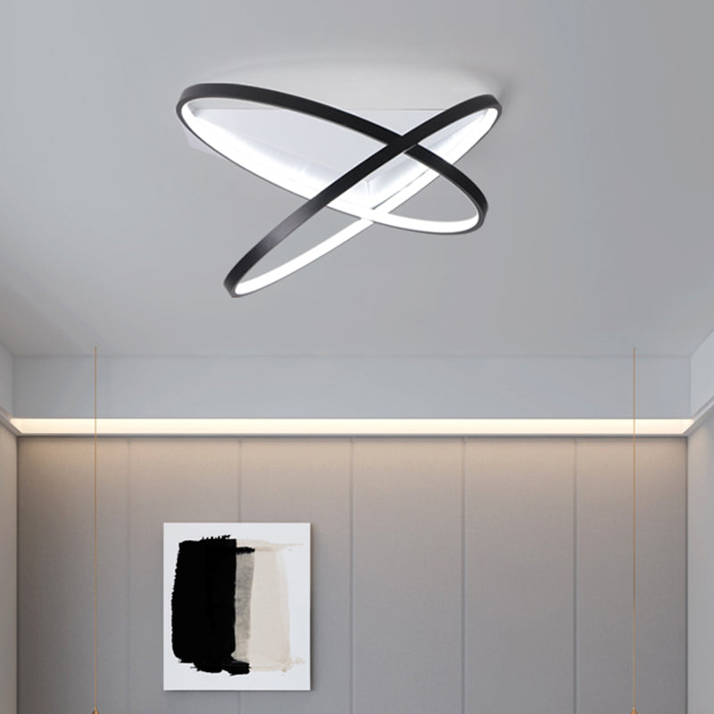 Modernist Dual Rings Ceiling Mount Acrylic Bedroom LED Flush Mount Lamp in Black, 16.5"/20.5" W Black Clearhalo 'Ceiling Lights' 'Close To Ceiling Lights' 'Close to ceiling' 'Flush mount' Lighting' 738501