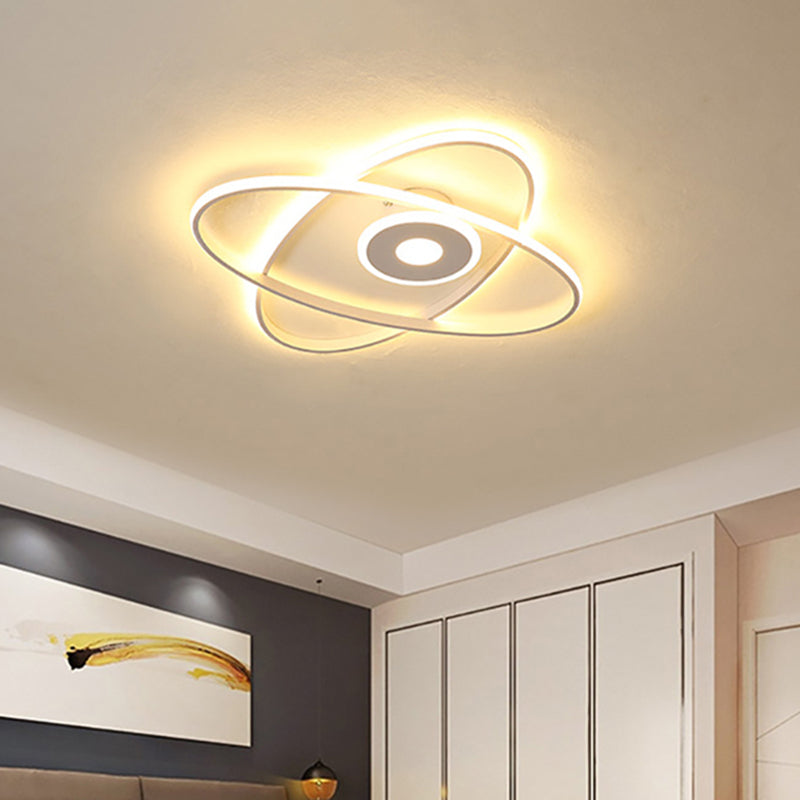 Bedroom LED Flush Mount Lighting Fixture Contemporary Black/White Ceiling Mount with Oval Frame Acrylic Shade in Warm/White Light Clearhalo 'Ceiling Lights' 'Close To Ceiling Lights' 'Close to ceiling' 'Flush mount' Lighting' 738511