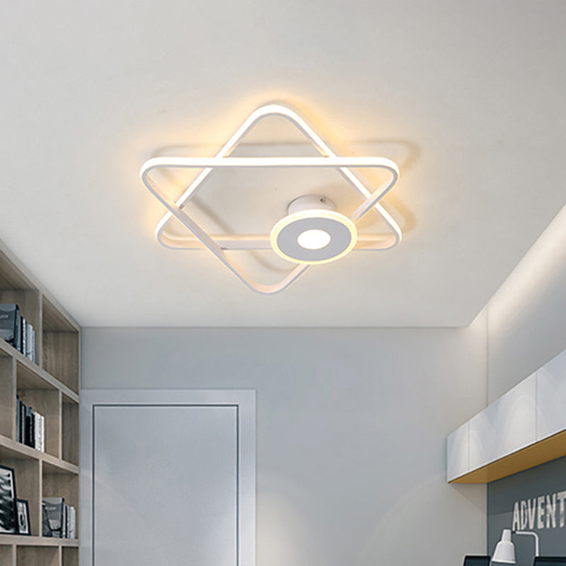 Black/White Dual Triangular Frames Ceiling Flush Mount Minimalist Acrylic LED Flush Light Fixture in Warm/White Light White Clearhalo 'Ceiling Lights' 'Close To Ceiling Lights' 'Close to ceiling' 'Flush mount' Lighting' 738517