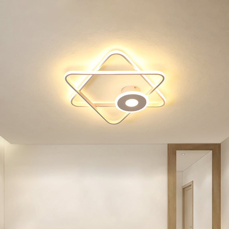 Black/White Dual Triangular Frames Ceiling Flush Mount Minimalist Acrylic LED Flush Light Fixture in Warm/White Light Clearhalo 'Ceiling Lights' 'Close To Ceiling Lights' 'Close to ceiling' 'Flush mount' Lighting' 738518