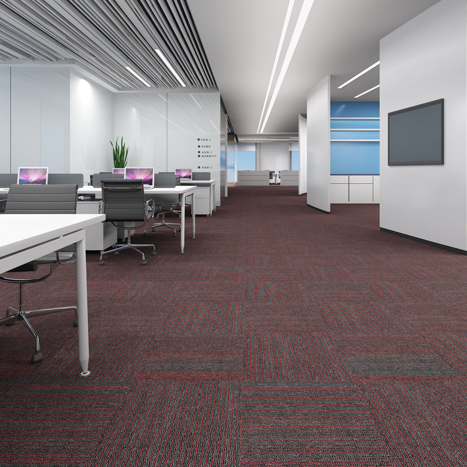 Modern Carpet Tiles Level Loop Fade Resistant Glue Down Carpet Tile Burgundy 1 Set for Wallboard (32 Pieces * 1) Asphalt Clearhalo 'Carpet Tiles & Carpet Squares' 'carpet_tiles_carpet_squares' 'Flooring 'Home Improvement' 'home_improvement' 'home_improvement_carpet_tiles_carpet_squares' Walls and Ceiling' 7385355