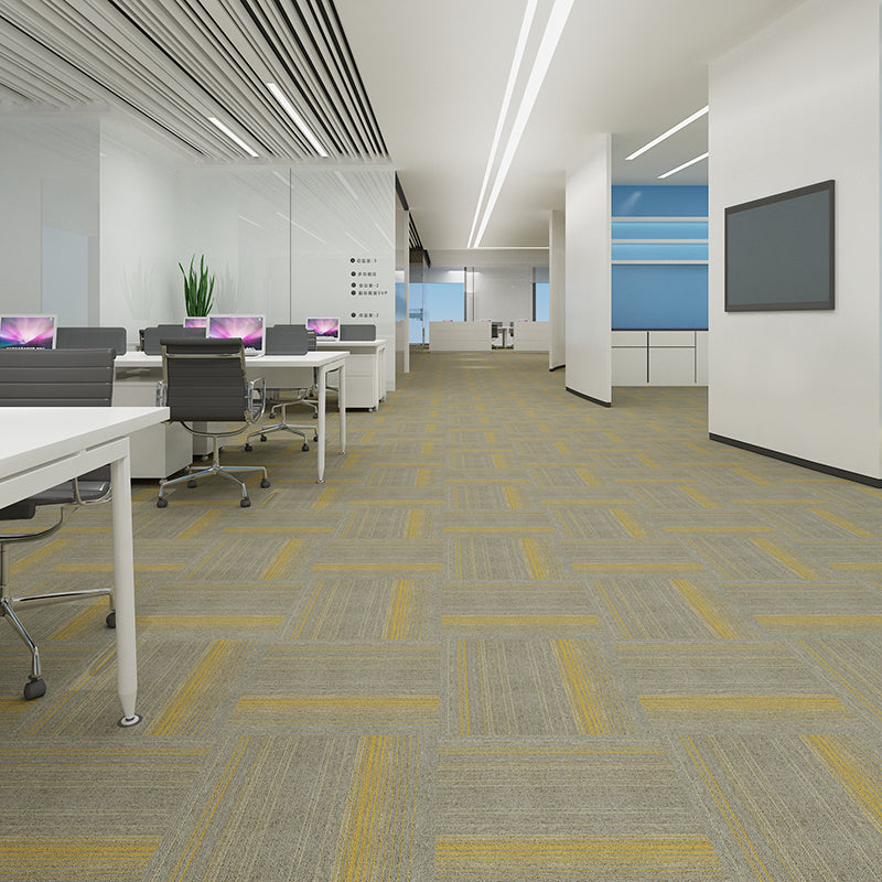 Modern Carpet Tiles Level Loop Fade Resistant Glue Down Carpet Tile Yellow & Gold 1 Set for Wallboard (32 Pieces * 1) Asphalt Clearhalo 'Carpet Tiles & Carpet Squares' 'carpet_tiles_carpet_squares' 'Flooring 'Home Improvement' 'home_improvement' 'home_improvement_carpet_tiles_carpet_squares' Walls and Ceiling' 7385363