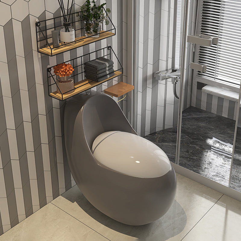 Gray & White Ceramic Toilet Seat Bidet Round 26.4" H Bidet Seat Clearhalo 'Bathroom Remodel & Bathroom Fixtures' 'Bidets' 'Home Improvement' 'home_improvement' 'home_improvement_bidets' 'Toilets & Bidets' 7385623
