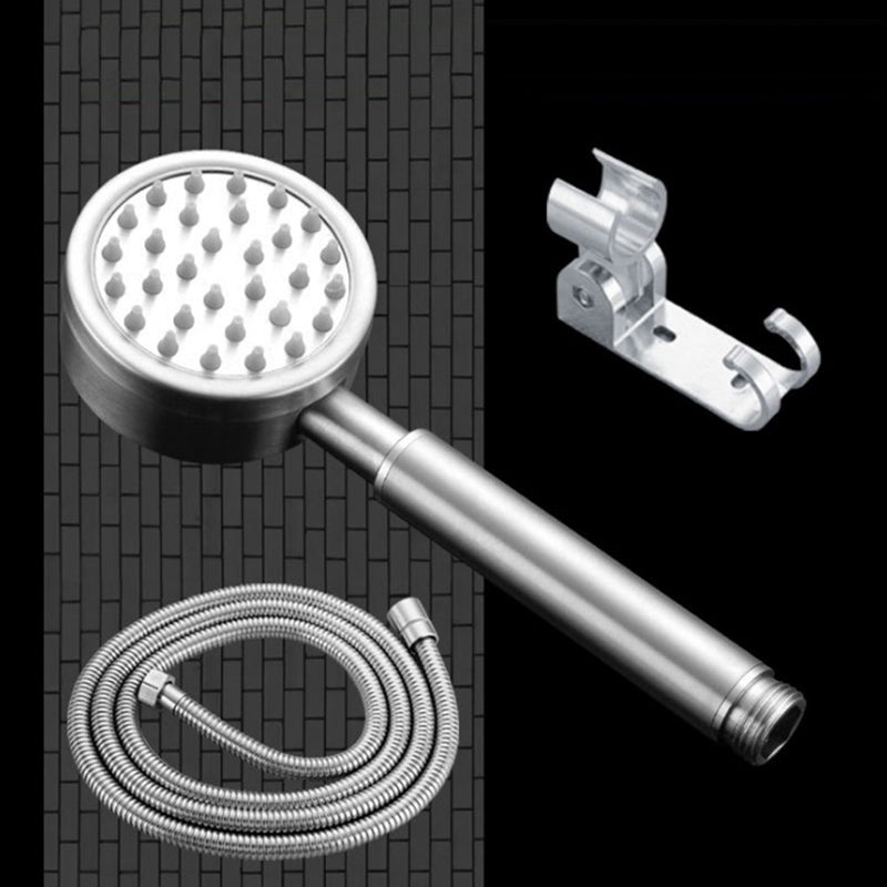 Handheld Shower Head Pressurized 304 Stainless Steel Shower Head Silver Shower Heads & Hose & Wall pedestal 1.5 meter Hose Clearhalo 'Bathroom Remodel & Bathroom Fixtures' 'Home Improvement' 'home_improvement' 'home_improvement_shower_heads' 'Shower Heads' 'shower_heads' 'Showers & Bathtubs Plumbing' 'Showers & Bathtubs' 7385664