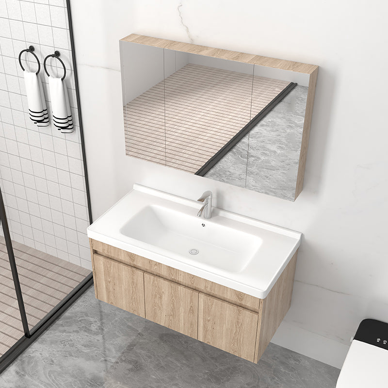 Mid Century Modern Sink Vanity Wood Wall Mount Faucet Included Bathroom Vanity Clearhalo 'Bathroom Remodel & Bathroom Fixtures' 'Bathroom Vanities' 'bathroom_vanities' 'Home Improvement' 'home_improvement' 'home_improvement_bathroom_vanities' 7385992