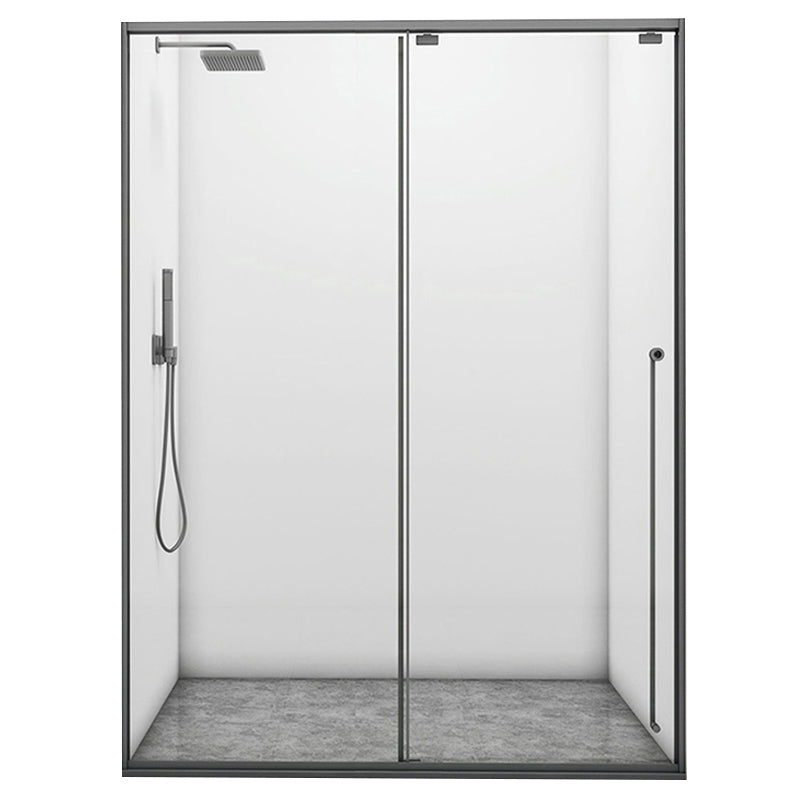 Gray Single Sliding Door Shower Door Tempered Glass Shower Door Clearhalo 'Bathroom Remodel & Bathroom Fixtures' 'Home Improvement' 'home_improvement' 'home_improvement_shower_tub_doors' 'Shower and Tub Doors' 'shower_tub_doors' 'Showers & Bathtubs' 7386422