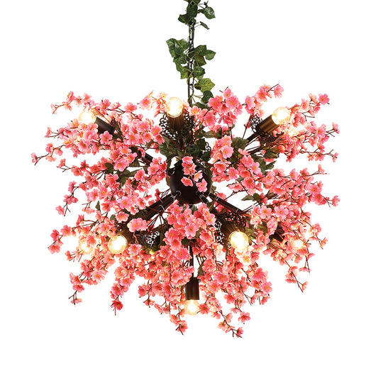 Pink Sputnik Chandelier Lighting Farmhouse Metal 13 Heads Restaurant Flower Pendant Ceiling Light Clearhalo 'Cast Iron' 'Ceiling Lights' 'Chandeliers' 'Industrial Chandeliers' 'Industrial' 'Metal' 'Middle Century Chandeliers' 'Rustic Chandeliers' 'Tiffany' Lighting' 738687