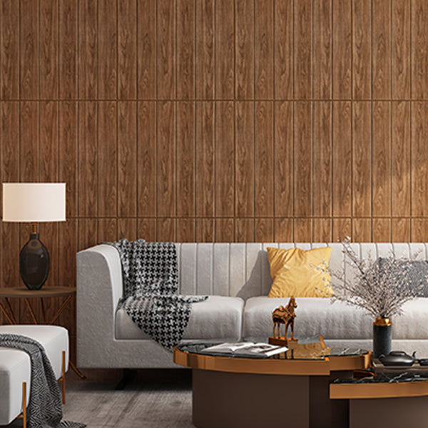 Plastic Wall Paneling Peel and Stick Waterproof Wood Planks Paneling Coffee 5-Piece Set Clearhalo 'Flooring 'Home Improvement' 'home_improvement' 'home_improvement_wall_paneling' 'Wall Paneling' 'wall_paneling' 'Walls & Ceilings' Walls and Ceiling' 7387298