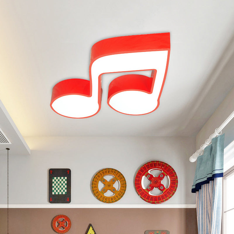 Red/Green/Yellow Musical Note Ceiling Mounted Fixture Kids Style Acrylic LED Flush Mount Lamp for Kindergarten Red Clearhalo 'Ceiling Lights' 'Close To Ceiling Lights' 'Close to ceiling' 'Flush mount' Lighting' 738750