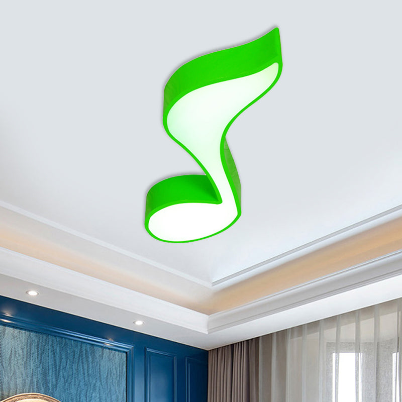 Red/Green/Yellow Musical Note Ceiling Mounted Fixture Kids Style Acrylic LED Flush Mount Lamp for Kindergarten Green Clearhalo 'Ceiling Lights' 'Close To Ceiling Lights' 'Close to ceiling' 'Flush mount' Lighting' 738759