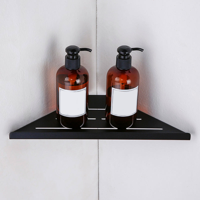 Contemporary Style Black Bathroom Accessory Set Metal Towel Bar Triangular Bath Shelf Clearhalo 'Bathroom Hardware Sets' 'Bathroom Hardware' 'Bathroom Remodel & Bathroom Fixtures' 'bathroom_hardware_sets' 'Home Improvement' 'home_improvement' 'home_improvement_bathroom_hardware_sets' 7387634