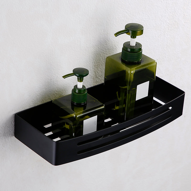 Contemporary Style Black Bathroom Accessory Set Metal Towel Bar Square Bath Shelf Clearhalo 'Bathroom Hardware Sets' 'Bathroom Hardware' 'Bathroom Remodel & Bathroom Fixtures' 'bathroom_hardware_sets' 'Home Improvement' 'home_improvement' 'home_improvement_bathroom_hardware_sets' 7387641