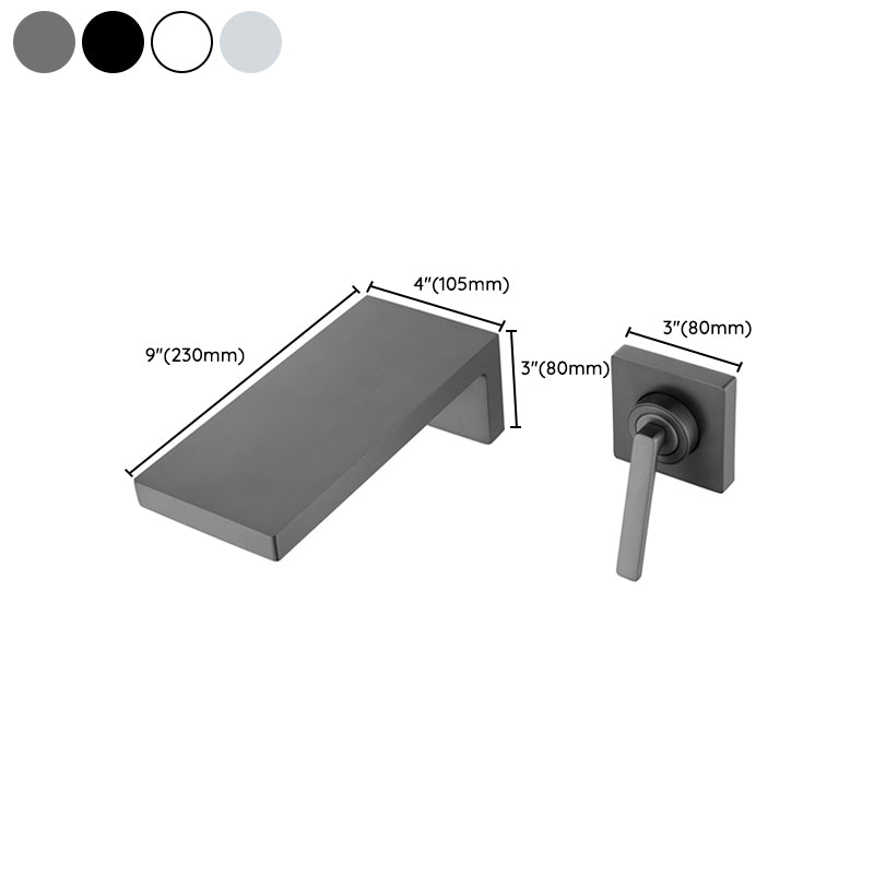 Single Lever Handle Sink Faucet Waterfall Spout Wall Mount 2 Holes Bathroom Faucet Clearhalo 'Bathroom Remodel & Bathroom Fixtures' 'Bathroom Sink Faucets' 'Bathroom Sinks & Faucet Components' 'bathroom_sink_faucets' 'Home Improvement' 'home_improvement' 'home_improvement_bathroom_sink_faucets' 7387848