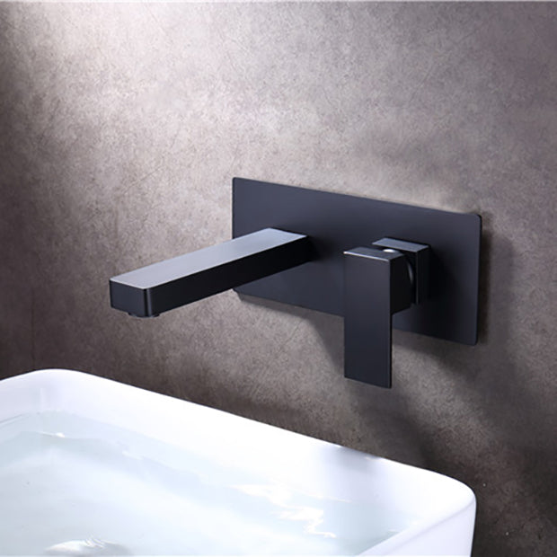 Wall Mounted Sink Faucet Single Lever Handle 2 Holes Bathroom Sink Faucet Clearhalo 'bathroom_sink_faucets' 'Conjuntos de Torneiras de Lavatório e Banheiro' 'home_improvement' 'home_improvement_bathroom_sink_faucets' 'Mobiliário Doméstico' 'Página inicial' 'Renovação e equipamento de casa de banho' 'Torneira para lavatório de banheiro' 7387855