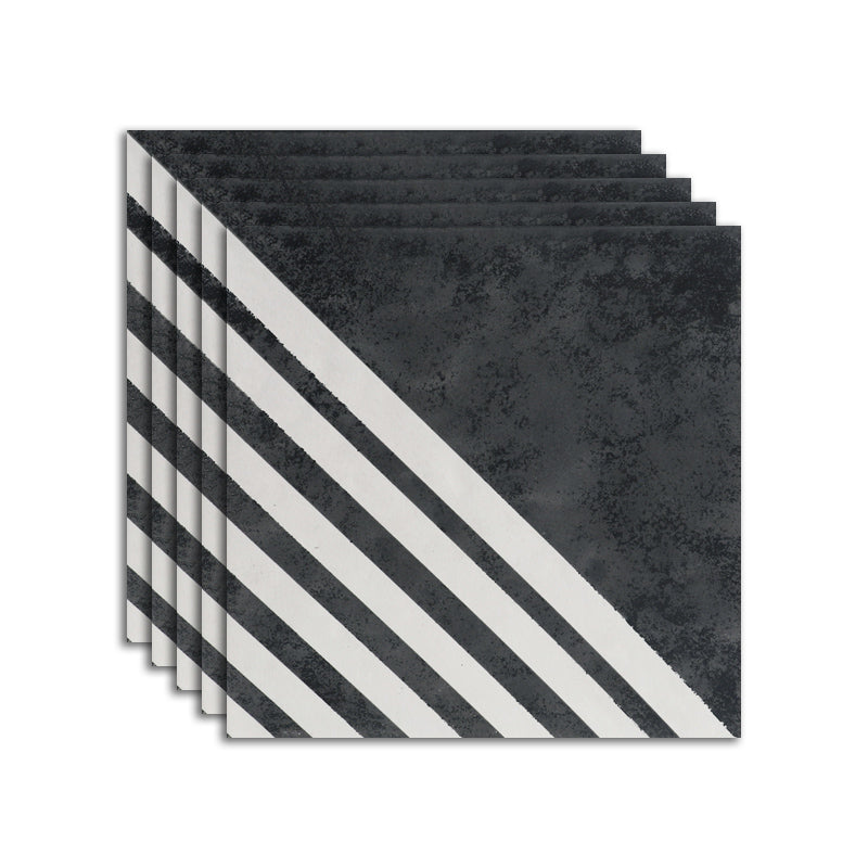 Modern Style Waterproof Floor Tile Stripe Pattern Straight Edge Square Floor Tile Dark Gray-Black Clearhalo 'Floor Tiles & Wall Tiles' 'floor_tiles_wall_tiles' 'Flooring 'Home Improvement' 'home_improvement' 'home_improvement_floor_tiles_wall_tiles' Walls and Ceiling' 7387943