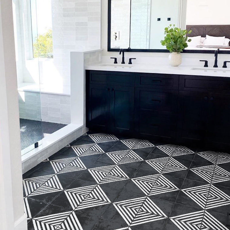 Modern Style Waterproof Floor Tile Stripe Pattern Straight Edge Square Floor Tile Dark Gray-Black 150 Pieces Clearhalo 'Floor Tiles & Wall Tiles' 'floor_tiles_wall_tiles' 'Flooring 'Home Improvement' 'home_improvement' 'home_improvement_floor_tiles_wall_tiles' Walls and Ceiling' 7387945