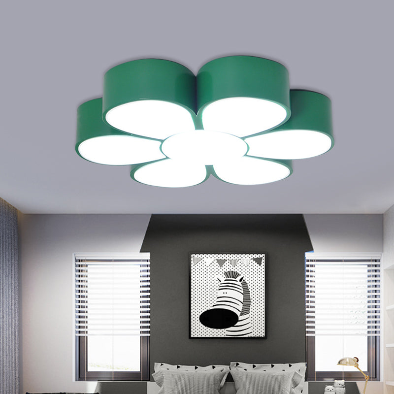 Kids Flush Ceiling Light Fixture Yellow/Green/Red Flower Shaped Flush Mount with Acrylic Shade Clearhalo 'Ceiling Lights' 'Close To Ceiling Lights' 'Close to ceiling' 'Flush mount' Lighting' 738805