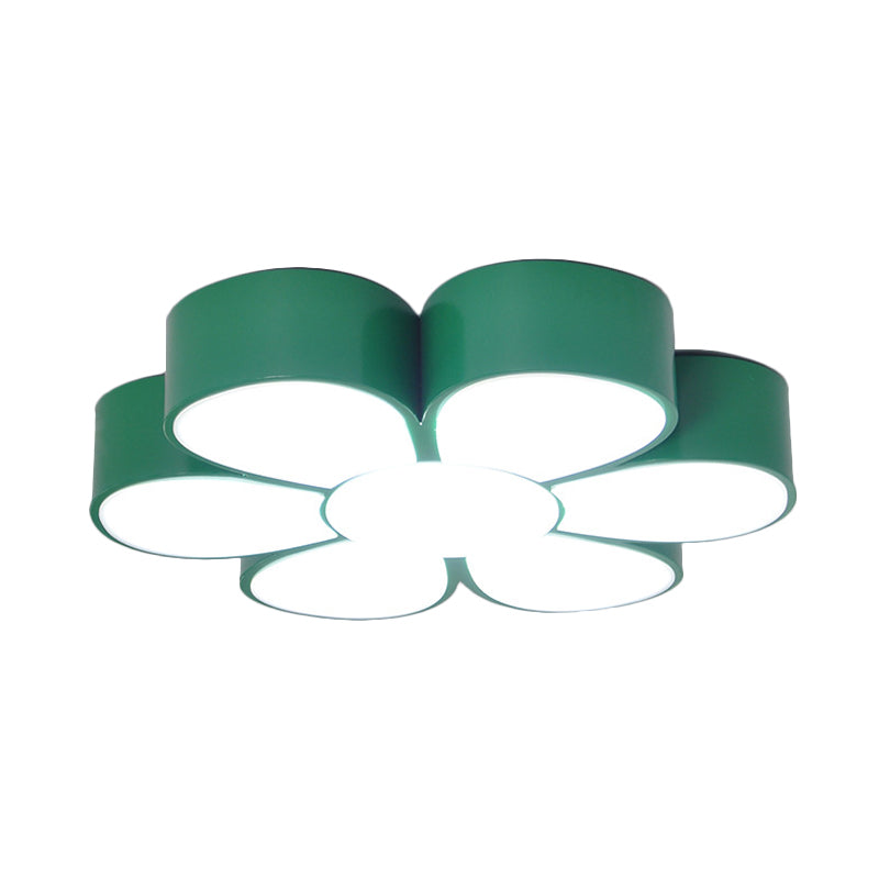 Kids Flush Ceiling Light Fixture Yellow/Green/Red Flower Shaped Flush Mount with Acrylic Shade Clearhalo 'Ceiling Lights' 'Close To Ceiling Lights' 'Close to ceiling' 'Flush mount' Lighting' 738806