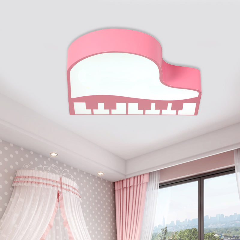 Modernist Piano Shaped Flush Pendant Light Acrylic Kindergarten LED Flush Mount Ceiling Lamp in Pink Clearhalo 'Ceiling Lights' 'Close To Ceiling Lights' 'Close to ceiling' 'Flush mount' Lighting' 738813