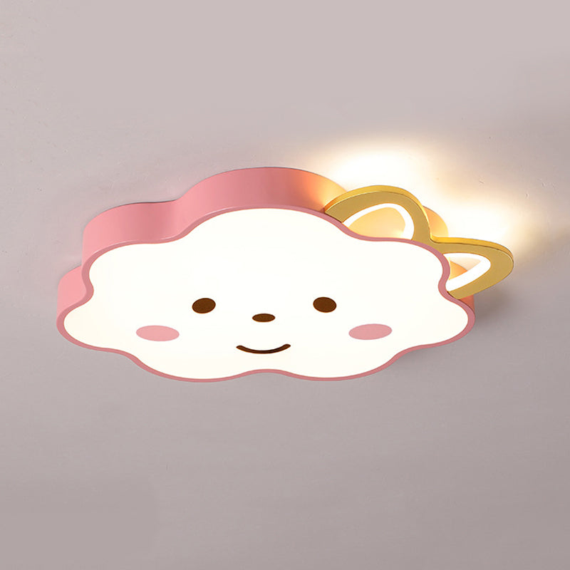 Acrylic Cloud Ceiling Mounted Fixture Cartoon Pink LED Flush Mount Lamp for Bedroom in White/3 Colors Light Clearhalo 'Ceiling Lights' 'Close To Ceiling Lights' 'Close to ceiling' 'Flush mount' Lighting' 738818