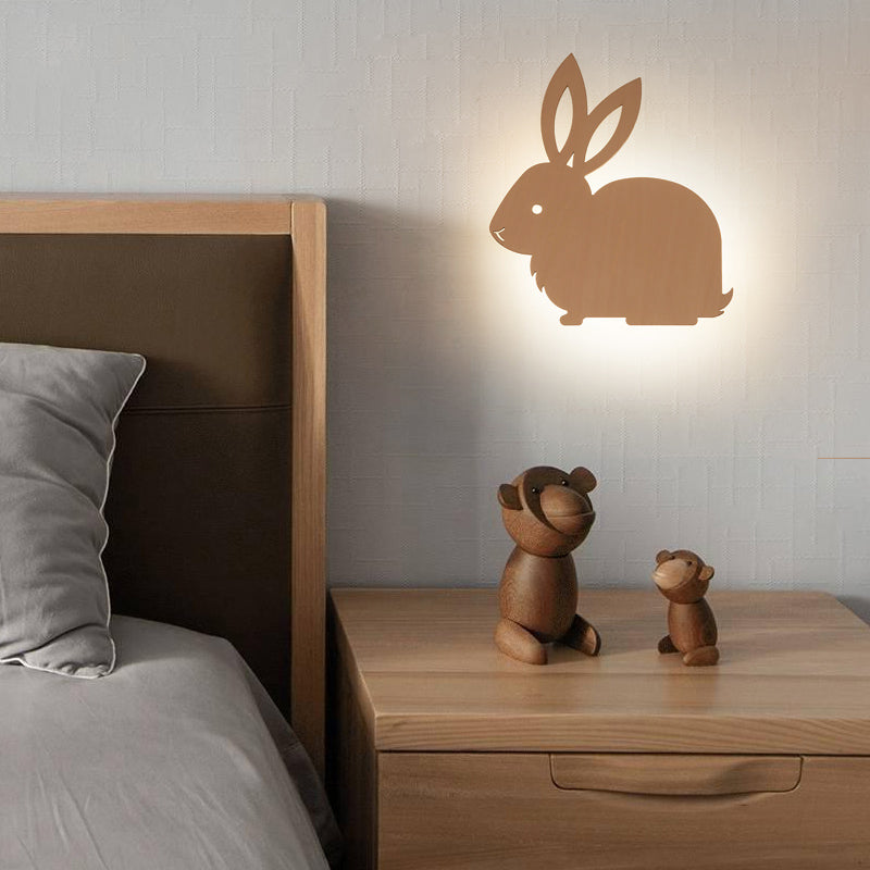 Eye-Caring Modern Wall Light Animal Wood LED Sconce Light for Kid Bedroom Stairway Clearhalo 'Wall Lamps & Sconces' 'Wall Lights' Lighting' 73887