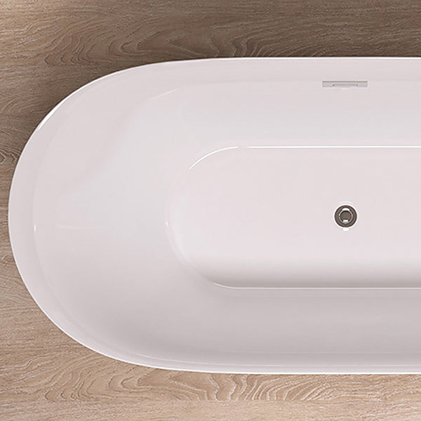 Modern Back to Wall Bath Oval White Soaking Acrylic Freestanding Bathtub Clearhalo 'Bathroom Remodel & Bathroom Fixtures' 'Bathtubs' 'Home Improvement' 'home_improvement' 'home_improvement_bathtubs' 'Showers & Bathtubs' 7388711