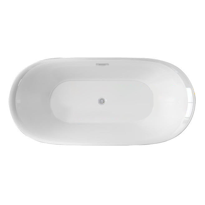 Modern Back to Wall Bath Oval White Soaking Acrylic Freestanding Bathtub Clearhalo 'Bathroom Remodel & Bathroom Fixtures' 'Bathtubs' 'Home Improvement' 'home_improvement' 'home_improvement_bathtubs' 'Showers & Bathtubs' 7388713