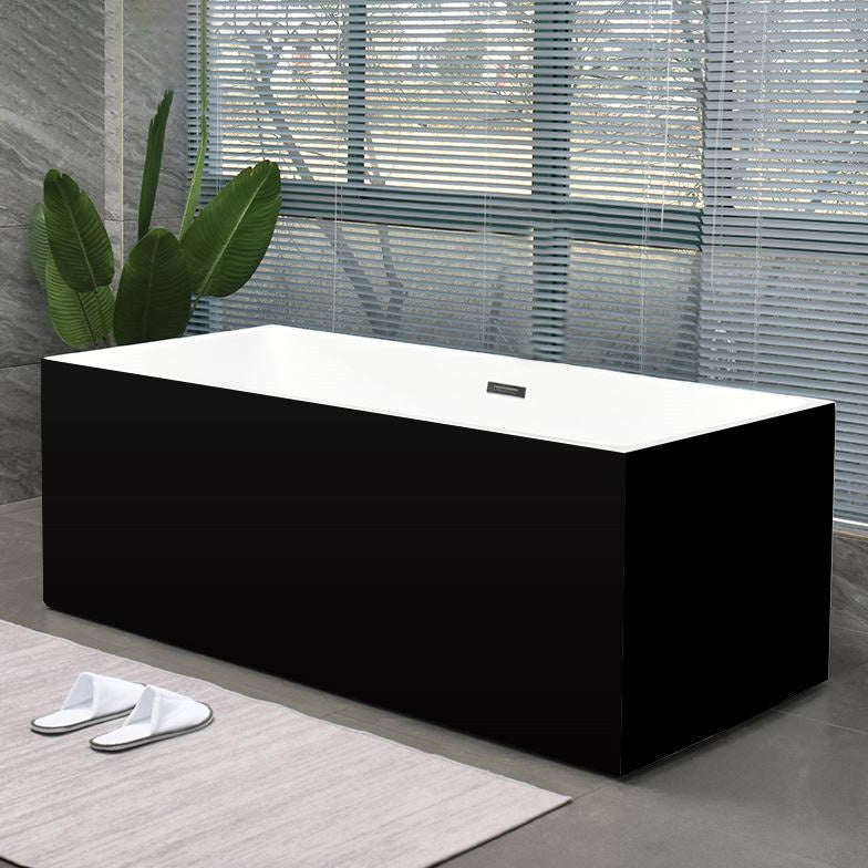 Acrylic Center Bath Stand Alone Soaking Rectangular Modern Bathtub Black Tub Clearhalo 'Bathroom Remodel & Bathroom Fixtures' 'Bathtubs' 'Home Improvement' 'home_improvement' 'home_improvement_bathtubs' 'Showers & Bathtubs' 7388792