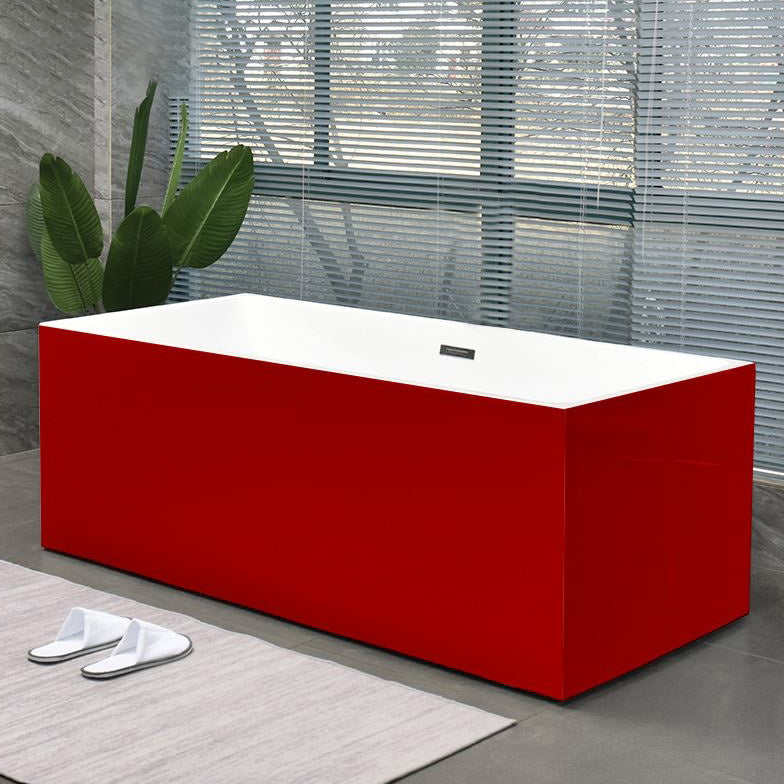 Acrylic Center Bath Stand Alone Soaking Rectangular Modern Bathtub Red Tub Clearhalo 'Bathroom Remodel & Bathroom Fixtures' 'Bathtubs' 'Home Improvement' 'home_improvement' 'home_improvement_bathtubs' 'Showers & Bathtubs' 7388798