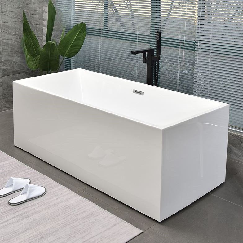 Acrylic Center Bath Stand Alone Soaking Rectangular Modern Bathtub White Tub with Freestanding Tub Fillers Clearhalo 'Bathroom Remodel & Bathroom Fixtures' 'Bathtubs' 'Home Improvement' 'home_improvement' 'home_improvement_bathtubs' 'Showers & Bathtubs' 7388803