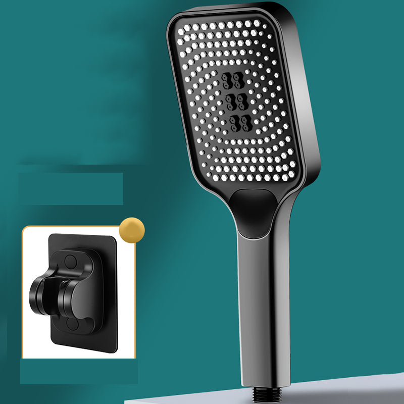 Modern Rectangular Hand Shower Self-Cleaning Wall-Mount Hand Shower Black Shower Head with Wall Pedestal Clearhalo 'Bathroom Remodel & Bathroom Fixtures' 'Home Improvement' 'home_improvement' 'home_improvement_shower_heads' 'Shower Heads' 'shower_heads' 'Showers & Bathtubs Plumbing' 'Showers & Bathtubs' 7390030