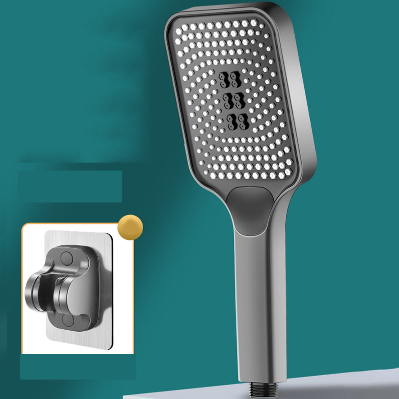 Modern Rectangular Hand Shower Self-Cleaning Wall-Mount Hand Shower Grey Shower Head with Wall Pedestal Clearhalo 'Bathroom Remodel & Bathroom Fixtures' 'Home Improvement' 'home_improvement' 'home_improvement_shower_heads' 'Shower Heads' 'shower_heads' 'Showers & Bathtubs Plumbing' 'Showers & Bathtubs' 7390033