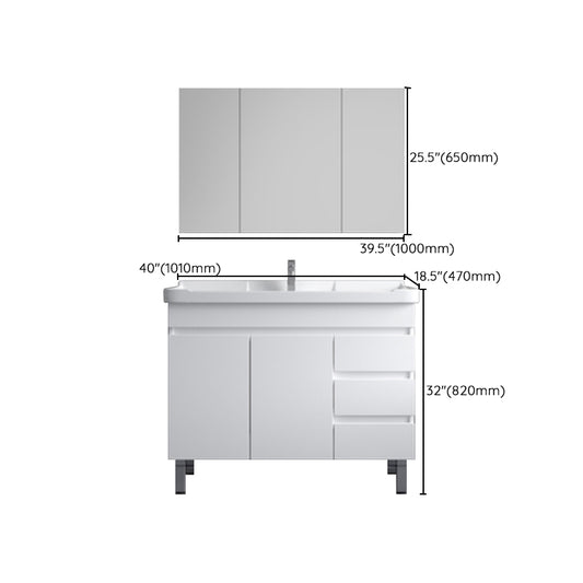 Ceramic Single Bathroom Vanity Modern White Rectangular Freestanding Vanity Set Clearhalo 'Bathroom Remodel & Bathroom Fixtures' 'Bathroom Vanities' 'bathroom_vanities' 'Home Improvement' 'home_improvement' 'home_improvement_bathroom_vanities' 7390337