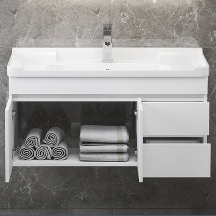 Wall Mount Single Bathroom Vanity Modern White Rectangular Wood Vanity Set Clearhalo 'Bathroom Remodel & Bathroom Fixtures' 'Bathroom Vanities' 'bathroom_vanities' 'Home Improvement' 'home_improvement' 'home_improvement_bathroom_vanities' 7390345