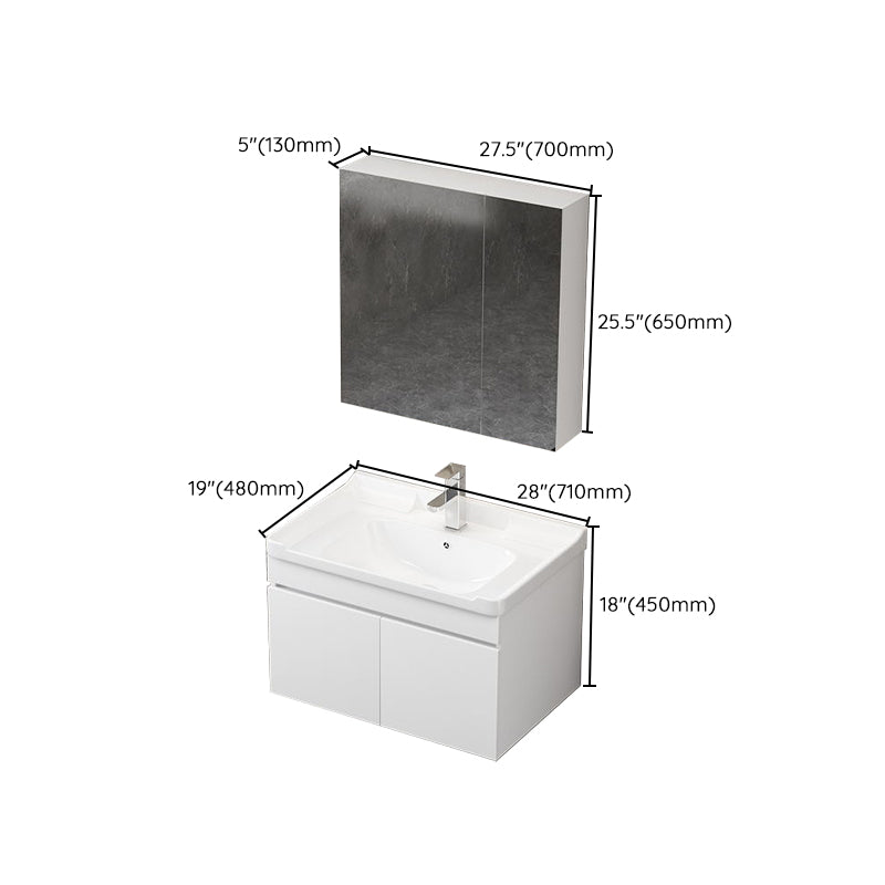 Wall Mount Single Bathroom Vanity Modern White Rectangular Wood Vanity Set Clearhalo 'Bathroom Remodel & Bathroom Fixtures' 'Bathroom Vanities' 'bathroom_vanities' 'Home Improvement' 'home_improvement' 'home_improvement_bathroom_vanities' 7390359