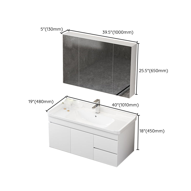 Wall Mount Single Bathroom Vanity Modern White Rectangular Wood Vanity Set Clearhalo 'Bathroom Remodel & Bathroom Fixtures' 'Bathroom Vanities' 'bathroom_vanities' 'Home Improvement' 'home_improvement' 'home_improvement_bathroom_vanities' 7390362