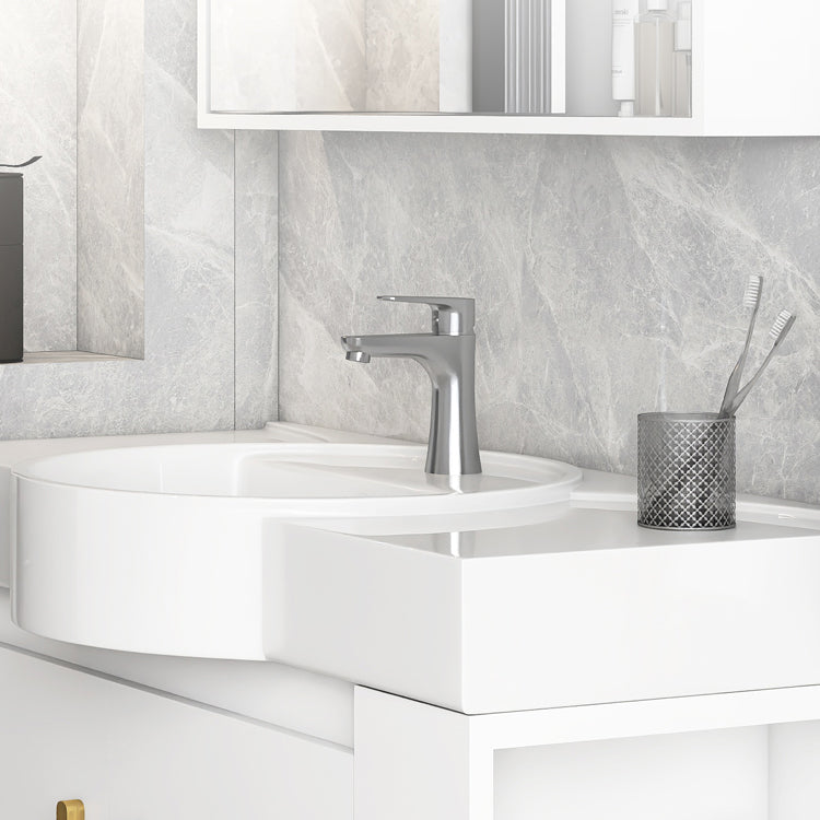 Single Sink Glam Bathroom Vanity White Ceramic Round Wall Mount Vanity Set Clearhalo 'Bathroom Remodel & Bathroom Fixtures' 'Bathroom Vanities' 'bathroom_vanities' 'Home Improvement' 'home_improvement' 'home_improvement_bathroom_vanities' 7390374