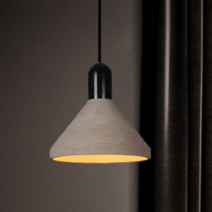 Conical Cement Ceiling Light Antiqued 1 Bulb Restaurant Hanging Pendant Lamp in Grey and Black/Red/Wood Black Clearhalo 'Ceiling Lights' 'Industrial Pendants' 'Industrial' 'Middle Century Pendants' 'Pendant Lights' 'Pendants' 'Tiffany' Lighting' 739144