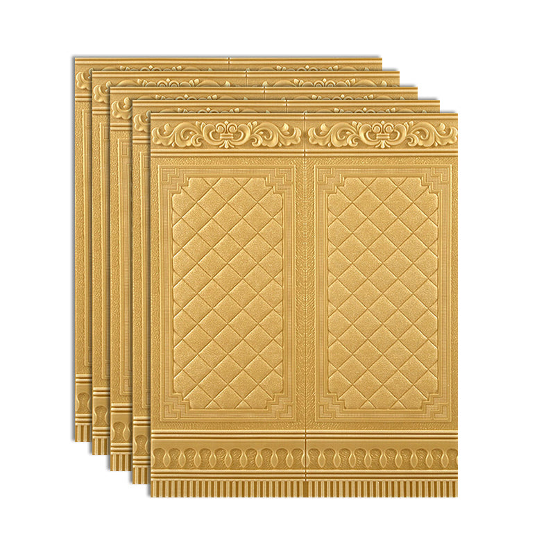 Plastic Backsplash Panels Peel and Stick Wainscoting with Waterproof Golden 5-Piece Set Clearhalo 'Flooring 'Home Improvement' 'home_improvement' 'home_improvement_wall_paneling' 'Wall Paneling' 'wall_paneling' 'Walls & Ceilings' Walls and Ceiling' 7391950