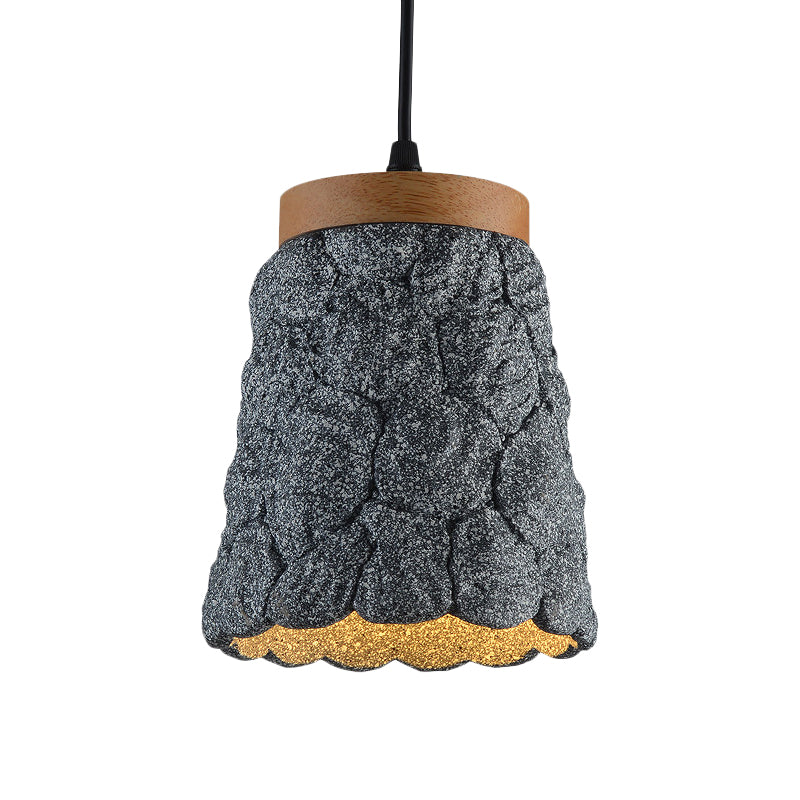 Cement Cup Pendant Light Fixture Antiqued 1-Light Restaurant Hanging Lamp Kit in Dark Grey/Light Grey/Bronze with Lumpy Design Clearhalo 'Ceiling Lights' 'Industrial Pendants' 'Industrial' 'Middle Century Pendants' 'Pendant Lights' 'Pendants' 'Tiffany' Lighting' 739204