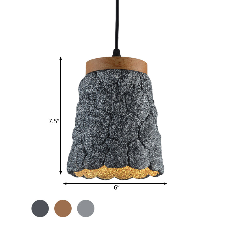 Cement Cup Pendant Light Fixture Antiqued 1-Light Restaurant Hanging Lamp Kit in Dark Grey/Light Grey/Bronze with Lumpy Design Clearhalo 'Ceiling Lights' 'Industrial Pendants' 'Industrial' 'Middle Century Pendants' 'Pendant Lights' 'Pendants' 'Tiffany' Lighting' 739205